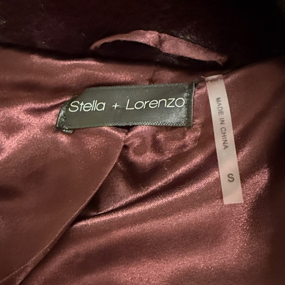 Stella + Lorenzo Plush Faux Fur Coat in Deep Wine - Picture 2 of 8